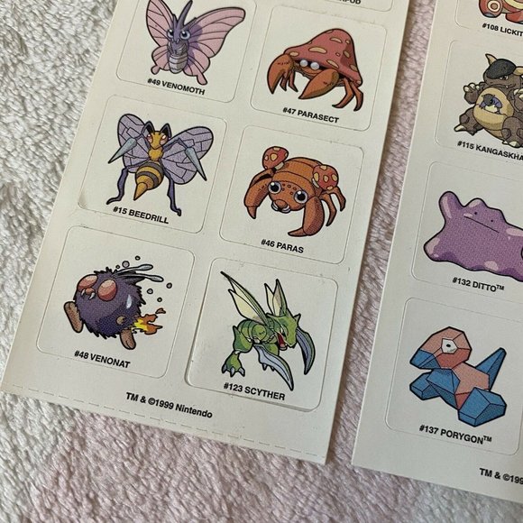 Vintage Sandylion Bug Normal Poison Fire & Water Element Pokemon Stickers - Picture 3 of 5